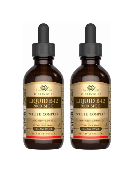 Solgar Líquido Sublingual B-12 2000 mcg con B-Complejo - 59 ml x 2