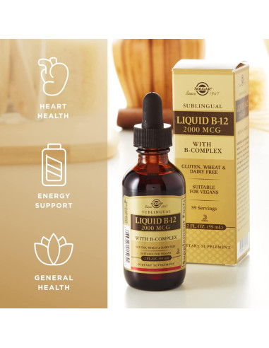 Solgar Líquido Sublingual B-12 2000 mcg con B-Complejo - 59 ml x 2