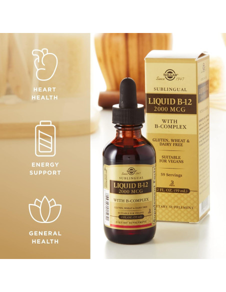Solgar Líquido Sublingual B-12 2000 mcg con B-Complejo - 59 ml x 2