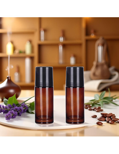 2 Botellas de Vidrio Marrón 50ml ZhangyiHot Rollerball Recargables