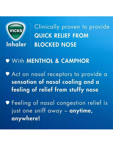 Inhalador Vicks 7 g - Alivio Congestión Nasal Rápido