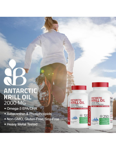Aceite de Krill Antártico Bronson 2000 mg Omega-3 120 Cápsulas