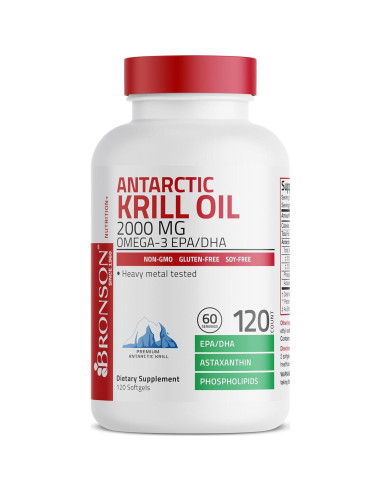 Aceite de Krill Antártico Bronson 2000 mg Omega-3 120 Cápsulas