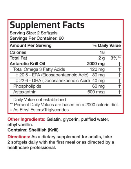Aceite de Krill Antártico Bronson 2000 mg Omega-3 120 Cápsulas