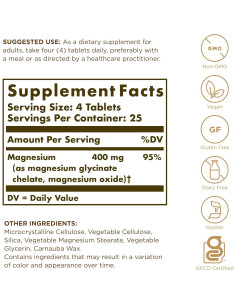 Solgar Magnesio Quelado 400 mg - 100 Tabletas Veganas 2