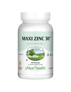 Suplemento de Zinc Maxi Health 30 mg - 100 Cápsulas Kosher