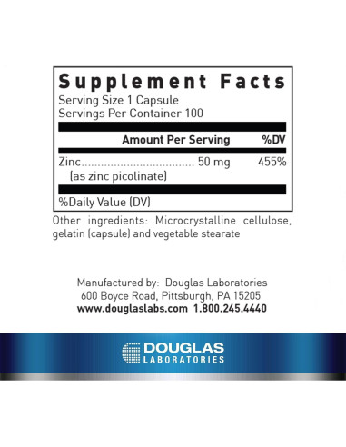 Zinc Picolinate Douglas Laboratories 50 mg - 100 Cápsulas
