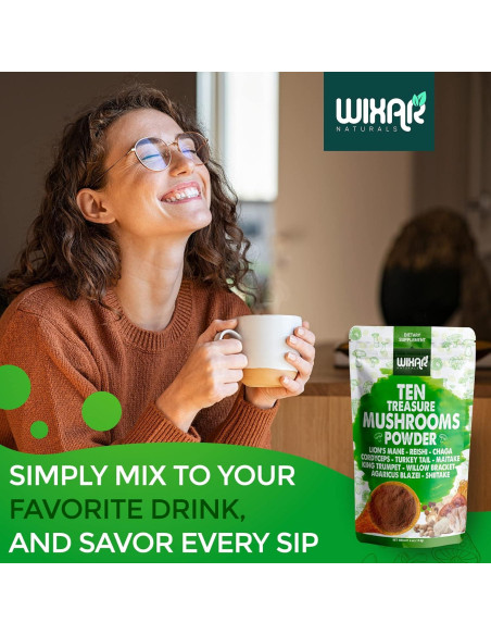 Polvo de Champiñón Wixar Naturals 113g - Mezcla 10 en 1