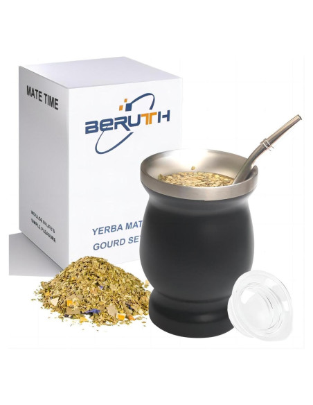 Taza de Yerba Mate Beruth 236ml Acero Inoxidable Doble Pared