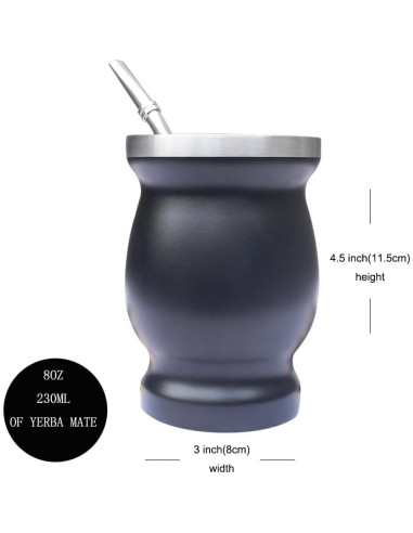 Taza de Yerba Mate Beruth 236ml Acero Inoxidable Doble Pared
