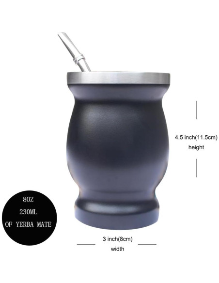 Taza de Yerba Mate Beruth 236ml Acero Inoxidable Doble Pared