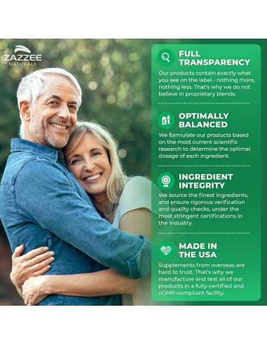 Extracto de Melisa Orgánica Zazzee 3000 mg 180 Cápsulas Veganas