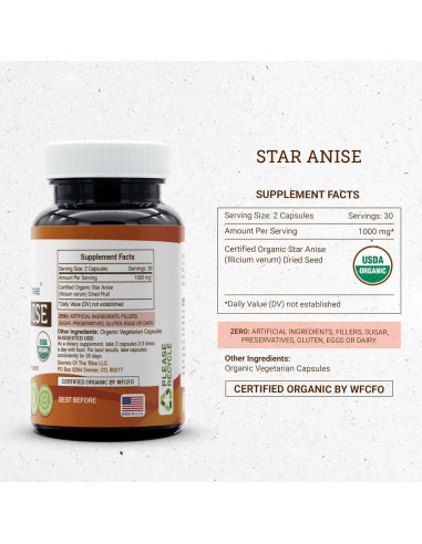Cápsulas de Anís Estrellado Orgánico 1000 mg - 60 Unidades