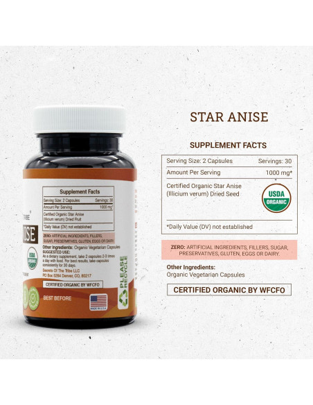 Cápsulas de Anís Estrellado Orgánico 1000 mg - 60 Unidades