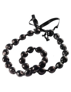 Collar de nuez Kukui KUIYAI con cuentas de corazón 68.5 cm