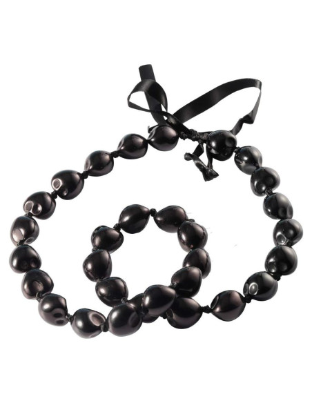 Collar de nuez Kukui KUIYAI con cuentas de corazón 68.5 cm