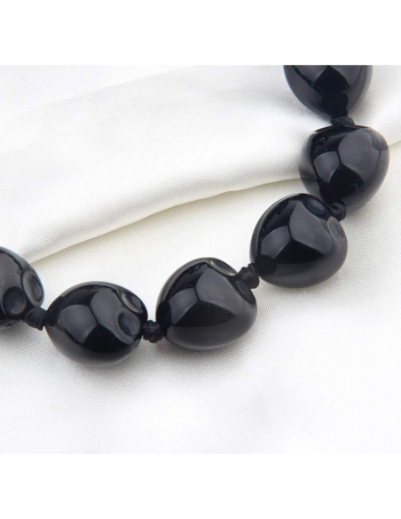 Collar de nuez Kukui KUIYAI con cuentas de corazón 68.5 cm