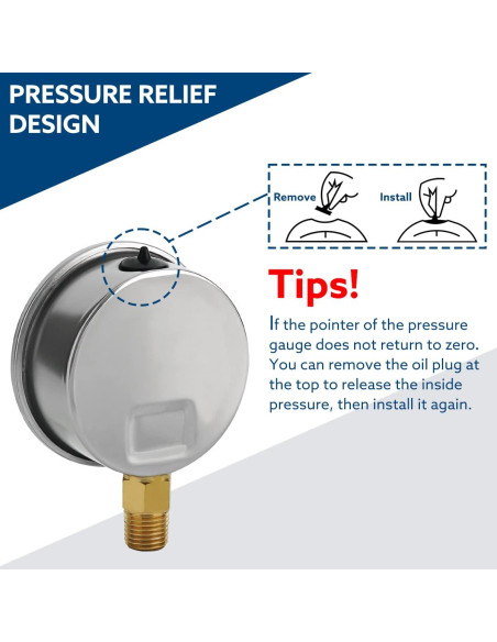 Manómetro de presión SENCTRL 0-160 PSI 6.35 cm acero inoxidable