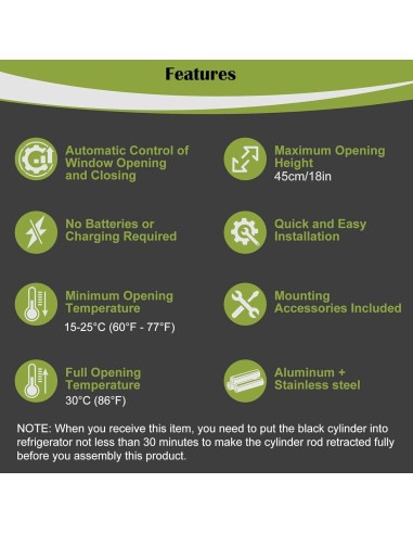 Abridor de Ventana Automático Tawveml 2PCS para Invernadero