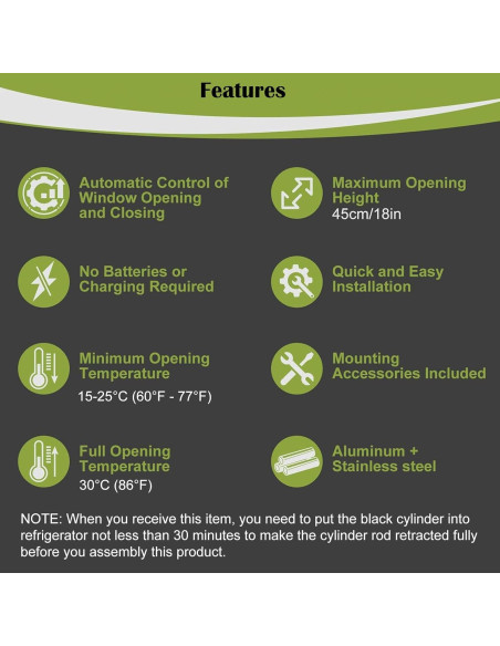 Abridor de Ventana Automático Tawveml 2PCS para Invernadero