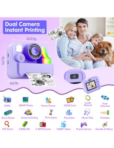 Cámara Instantánea Infantil Mvnhfso P310 10MP 32GB Púrpura 2