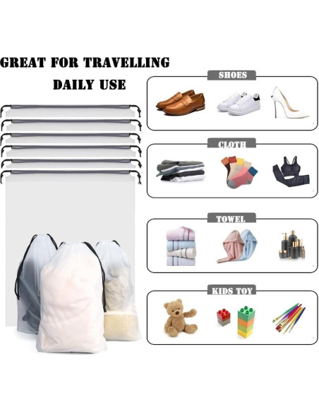 12 Bolsas Transparentes para Zapatos 30x40 cm - Viaje y Almacenamiento