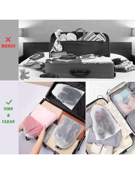 12 Bolsas Transparentes para Zapatos 30x40 cm - Viaje y Almacenamiento