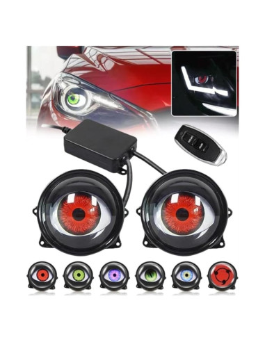 2 Pcs Faro Ojos del Diablo LED JHSHlye 12V 6 Modos Ajustables