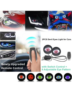 2 Pcs Faro Ojos del Diablo LED JHSHlye 12V 6 Modos Ajustables 2