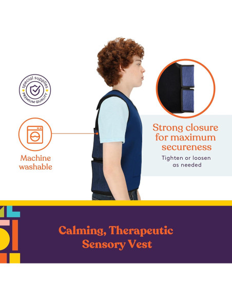 Chaleco de Compresión Sensorial con Peso Special Supplies Mediano Azul