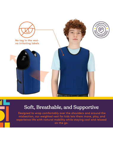 Chaleco de Compresión Sensorial con Peso Special Supplies Mediano Azul