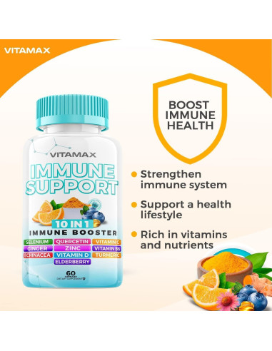 Suplemento Inmunológico Vitamax 60 Cápsulas - Vitamina C, D3, Zinc