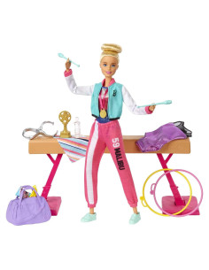 Juego de Gimnasta de Barbie con 15+ Accesorios y Barra de Equilibrio
