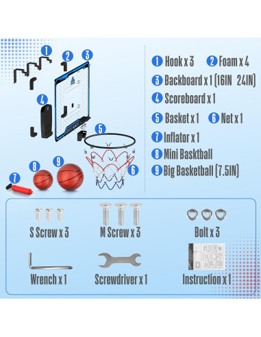 Aro de Baloncesto Interior HopeRock Grande 43x33cm con Marcador