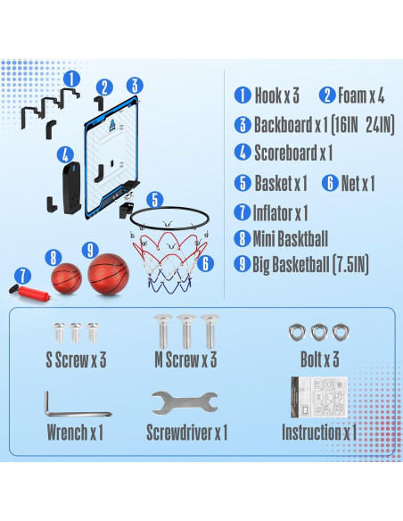 Aro de Baloncesto Interior HopeRock Grande 43x33cm con Marcador