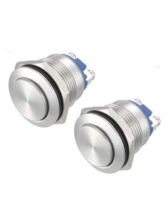Interruptor Momentáneo Alto Redondo APIELE 19mm Acero Inoxidable IP65