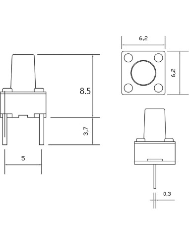 20 Interruptores Táctiles UMEMI 6x6mm 2 Posiciones Duraderos
