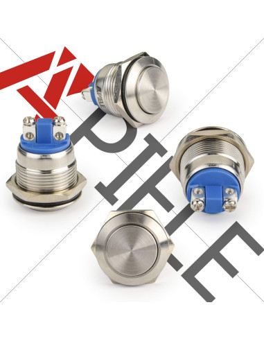 Interruptor Momentáneo Alto Redondo APIELE 19mm Acero Inoxidable IP65