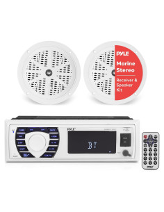 Kit Receptor y Altavoces Marinos Pyle PLMRKT36WT Bluetooth 5.25"