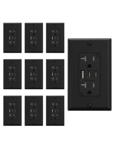 Cargador de Pared USB ELEGRP 20A 3 Puertos Negro - Paquete de 10