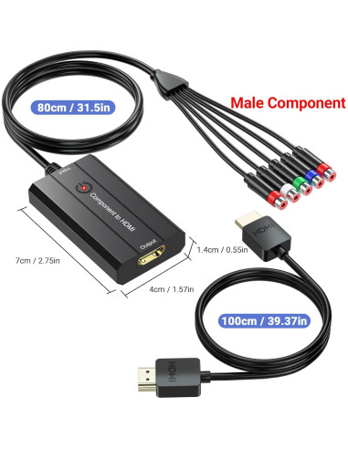 Convertidor de Componente Femenino a HDMI 1080P Die Xi
