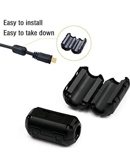 Anillo de Ferritas Clip Doble Quluxe 7mm Negro - Paquete de 20