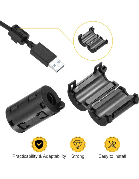 30 Pcs Núcleo de Anillo de Ferrita Clip-on uxcell 9mm Negro