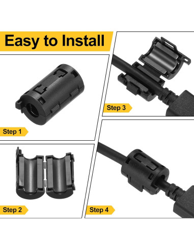 30 Pcs Núcleo de Anillo de Ferrita Clip-on uxcell 9mm Negro