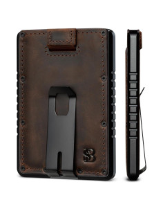 Cartera Slim RFID SERMAN BRANDS Marrón Texas Raptor - Minimalista