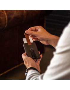 Cartera Slim RFID SERMAN BRANDS Marrón Texas Raptor - Minimalista 2