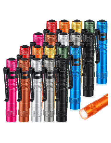 Hortsun 20 Linternas LED de Boligrafo Multicolor 9 cm