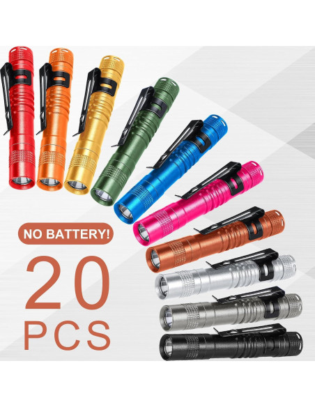 Hortsun 20 Linternas LED de Boligrafo Multicolor 9 cm