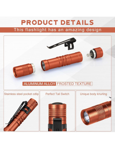 Hortsun 20 Linternas LED de Boligrafo Multicolor 9 cm