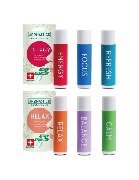 Inhalador Nasal Aromaterapia AromaStick Suiza Set 6 Aceites Inhalador Nasal Aromaterapia AromaStick Suiza Set 6 Aceites